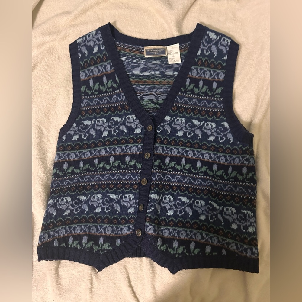 Erika Classics Clothing Co. - Vintage Patterned Sweater Vest - Size: Large, EUC
